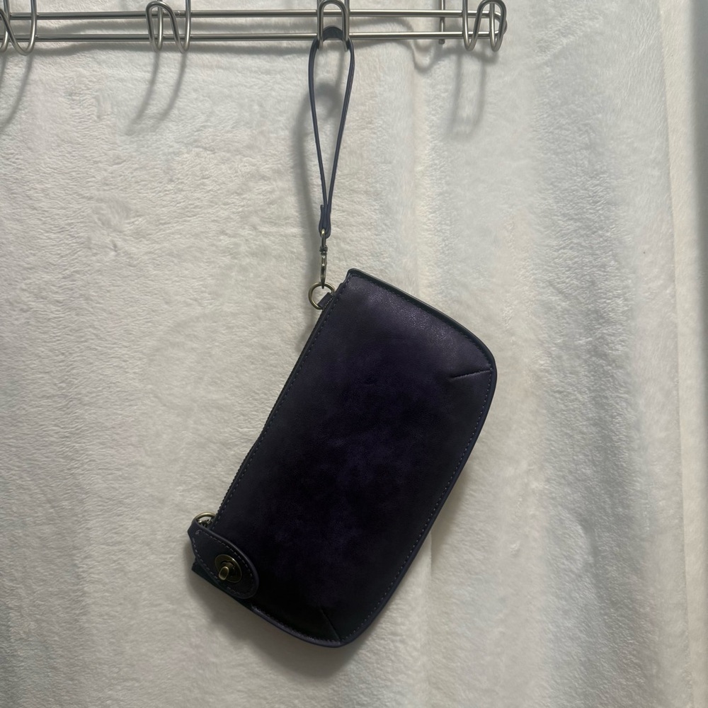 Joy Susan Deep Vegan Suede Purple Lux Wristlet Clutch - Picture 12 of 12